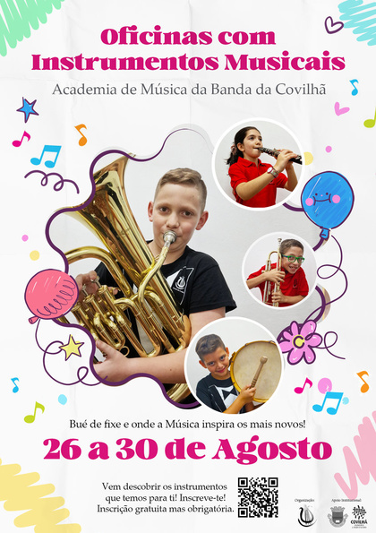 Banda da Covilhã lança Oficinas com Instrumentos Musicais  26 a 30 de agosto